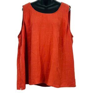 Citron Santa Monica Women Plus 3X Burnt Orange Silk Sleeveless Tank Top EUC